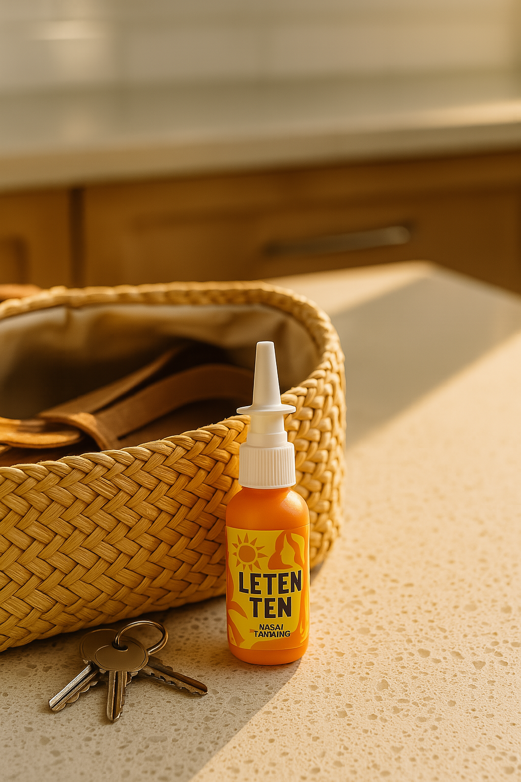 LetenTen назален спрей с меланотан 2 за бърз тен с плетена чанта и ключове - удобен спрей за летен тен